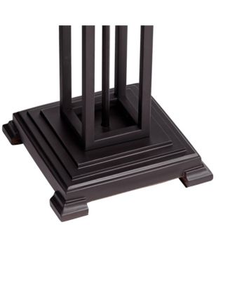 Ranier Rustic Mission Floor Lamp 59 1/2" Tall Bronze with LED Nightlight Stained Art Glass Shade for Living Room Bedroom Office