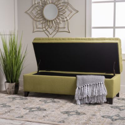 Streamdale JULIANA FABRIC STORAGE OTTOMAN Green, 50" x 20.5" x 18.2