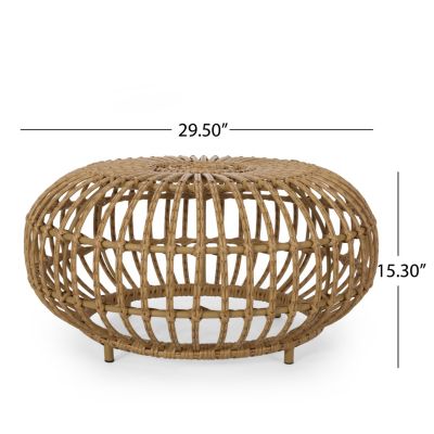 Boho-Chic Handcrafted Faux Rattan Woven Coffee Table