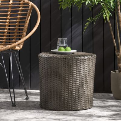 Stylish Wicker Barrel Side Table | Durable & Convenient Outdoor Accent