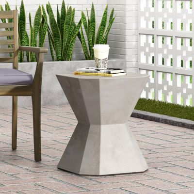 Streamdale Lightweight Concrete Hourglass Side Table for Indoor/Outdoor Use