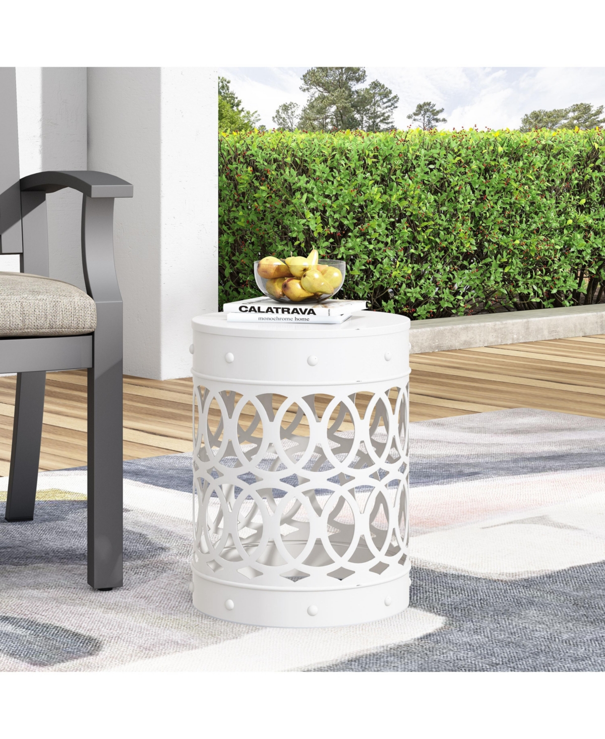 Modern Geometric Iron Cut Side Table Chic, Durable, Assembly-Free