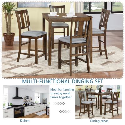 Elegant 5-Piece Solid Wood Counter Height Dining Set