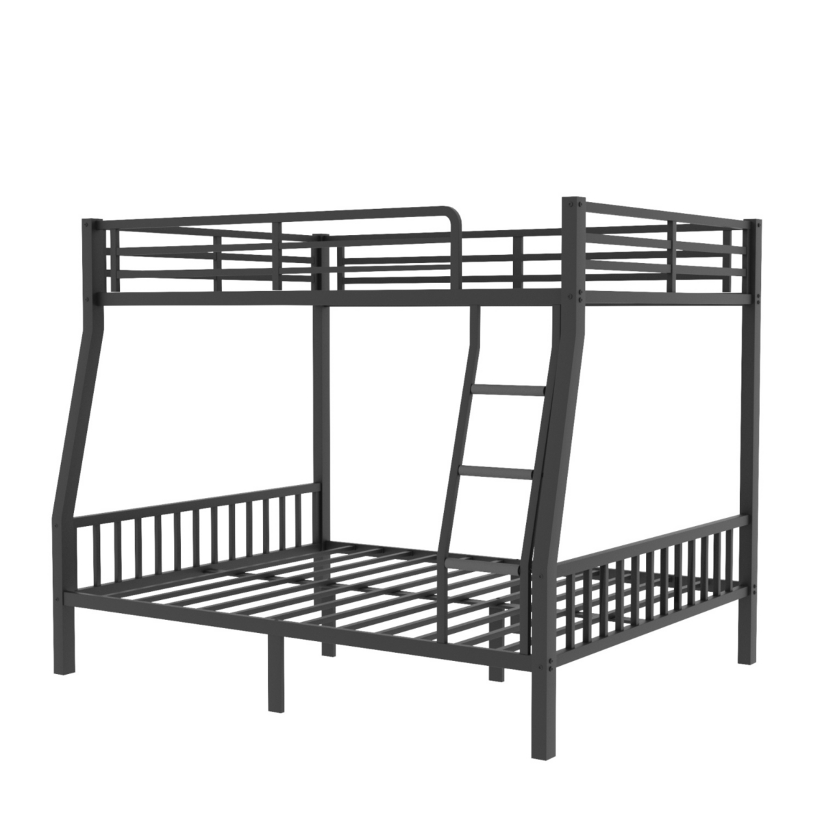Streamdale Furniture Xl Over Queen Metal Bunk Bed with Ladder and Slats Support for Adults Teens,- Black