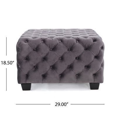 Streamdale Modern Velvet Glam Ottoman with Diamond Stitching