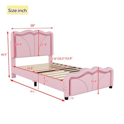 Twin Platform Bed with LED Lights and Adjustable Headboard