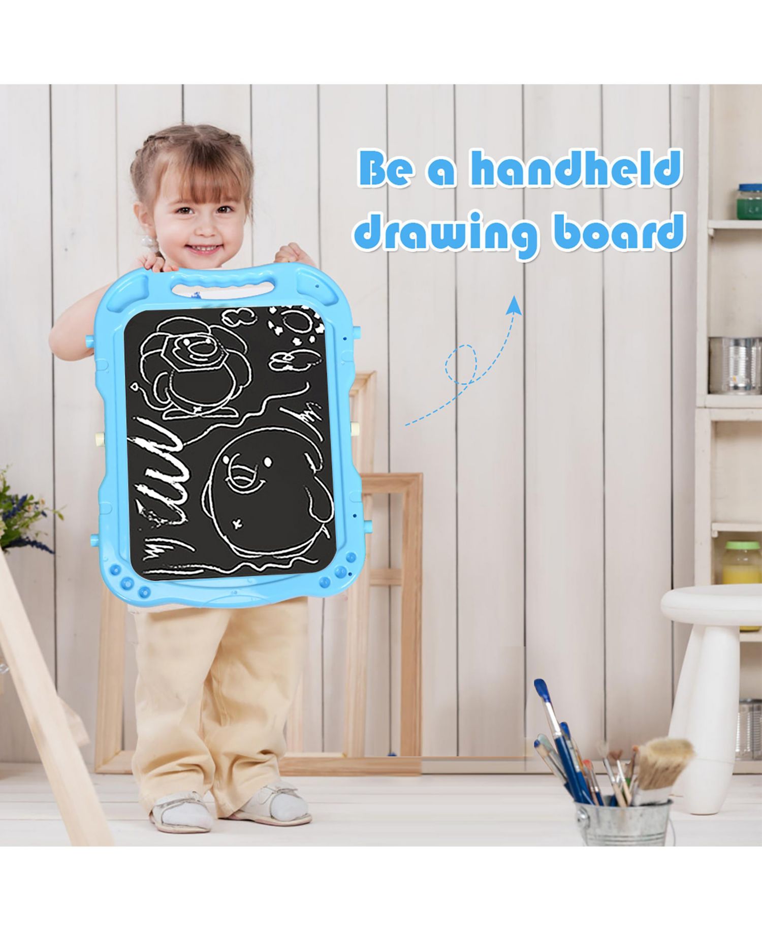 Height Adjustable Double-Sided Magnetic Kids Art Easel