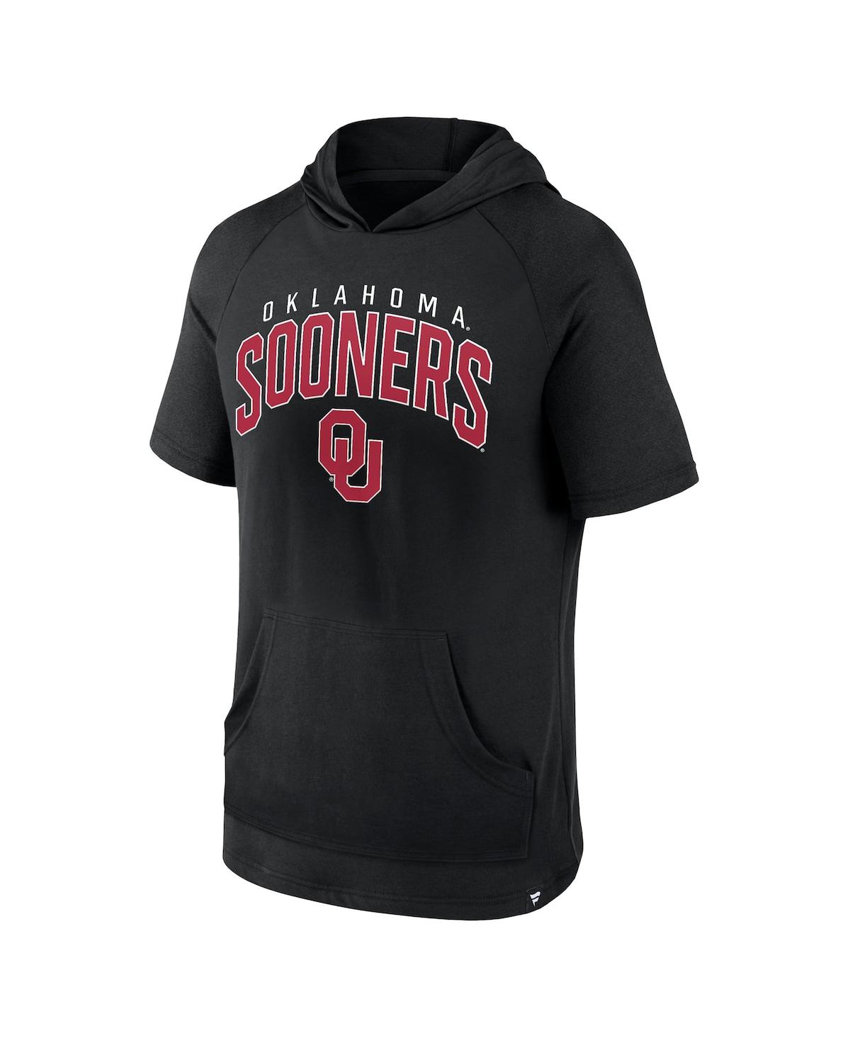 Fanatics Men's Black Oklahoma Sooners Double Arch Raglan Short Sleeve Hoodie T-shirt In Black