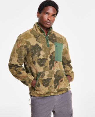 Sun + Stone Men's Arthur Fleece Camo Quarter-Zip Pullover