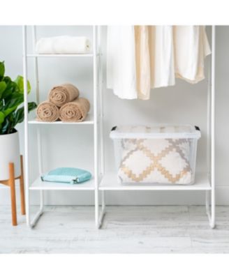 4 Pack 40qt Clear View Plastic Storage Bin with Lid and Secure Latching Buckles