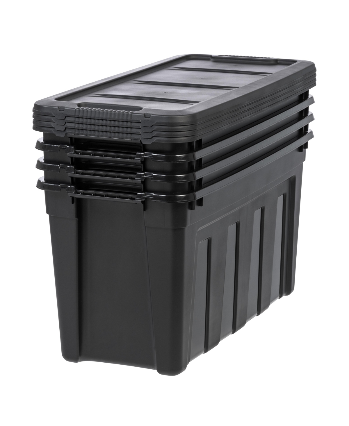 Iris 31 Gallon Heavy-Duty Storage Plastic Bin Tote Container, Set of 4 - Black