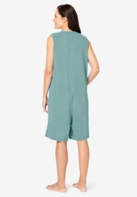 Plus Size Zip-Front Terry Romper