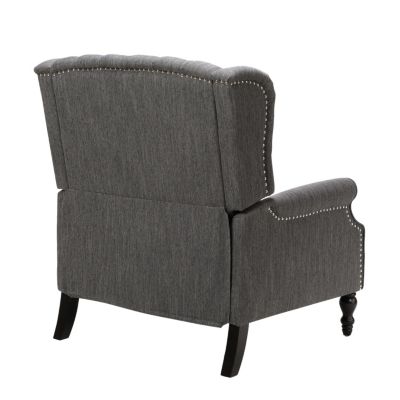 1 Count Fabric Contemporary Nailhead Wingback Pushback Recliner