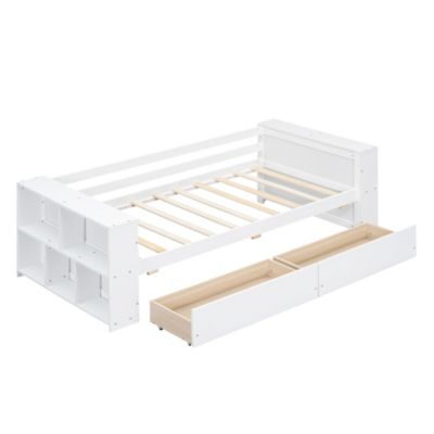 Streamdale Twin Size Daybed with Shelves and Drawers, White