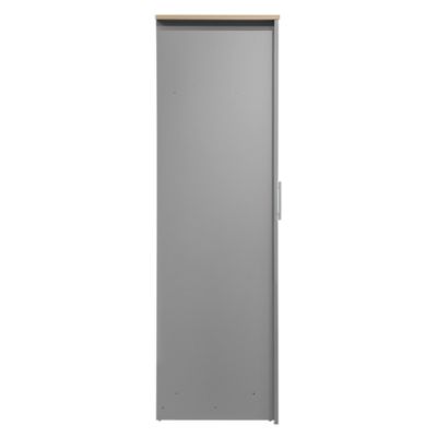 Streamdale Three Door Storage Wardrobe with Cabinets and Two Hanging Rods, Gray