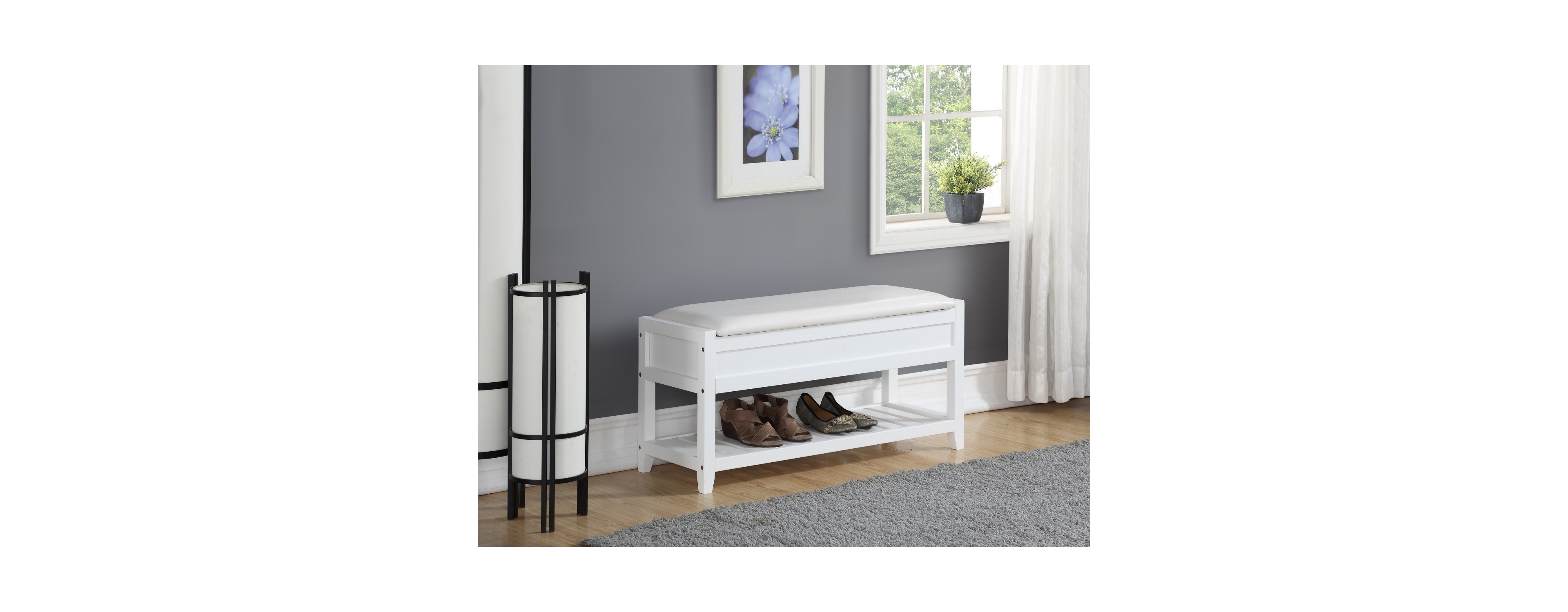 Streamdale Rouen Seating Bench with Shoe Storage, White