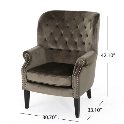 Streamdale Exceedingly Comfortable Velvet Club Chair with Handcrafted Detail