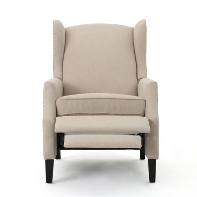 Streamdale Luxurious Wingback Recliner in Soft Fabric with Birch Legs
