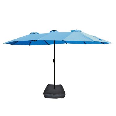 15ft Double-Sided Market Umbrella with Crank Lift for Ample Shade