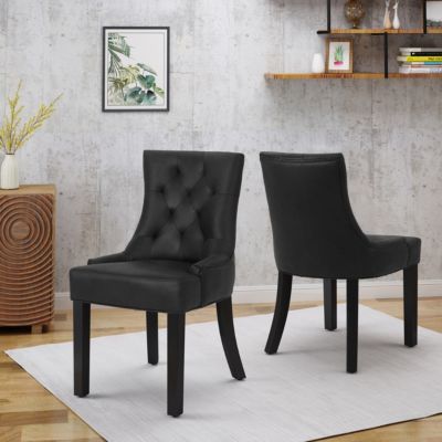 Set of 2 Tufted Velvet Dining Chairs w/ Diamond Stitching