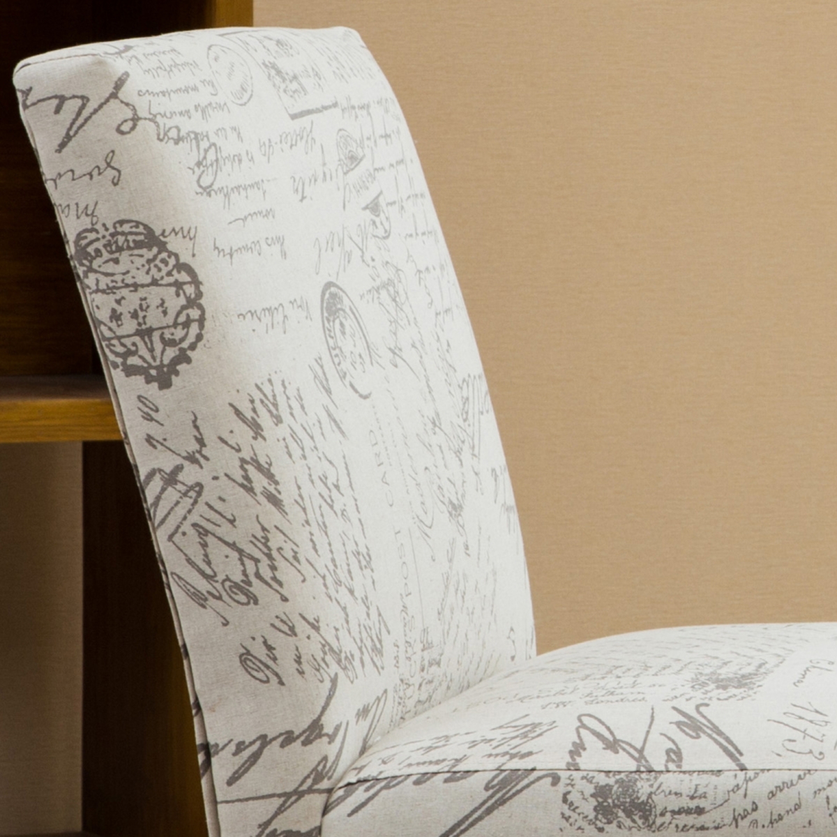 Simplie Fun English Letter Print Fabric Armless Contemporary Accent Chair