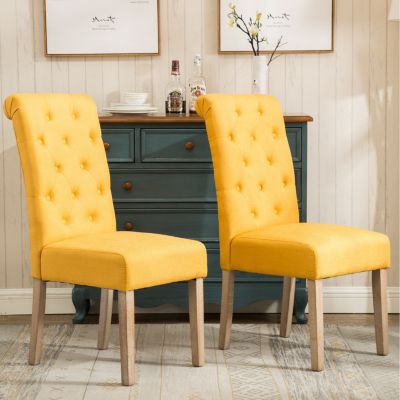 Solid Wood Tufted Parsons Dining Chair, Set of 2