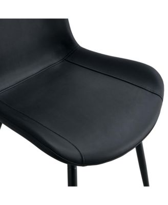 Black Leatherback Dining Chairs with Curved Cushions (Set of 6)