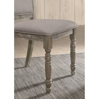 Wood Pedestal Dining Chair in Reclaimed Gray, Set of 2