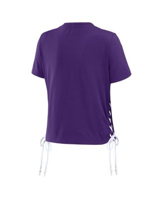 Women's Purple Minnesota Vikings Lace Up Side Modest Cropped T-Shirt