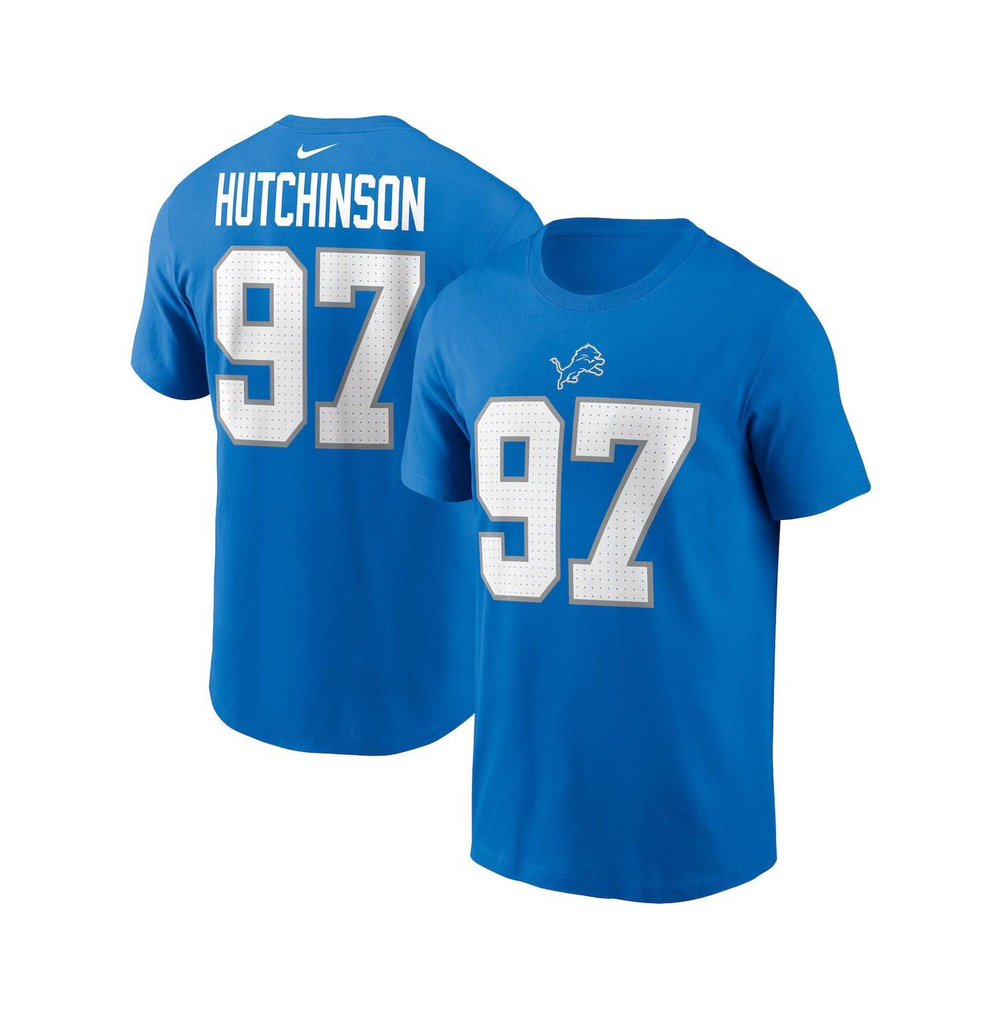 Мужская футболка Fanatics Nike Aidan Hutchinson Blue Detroit Lions Name & Number — фото 1