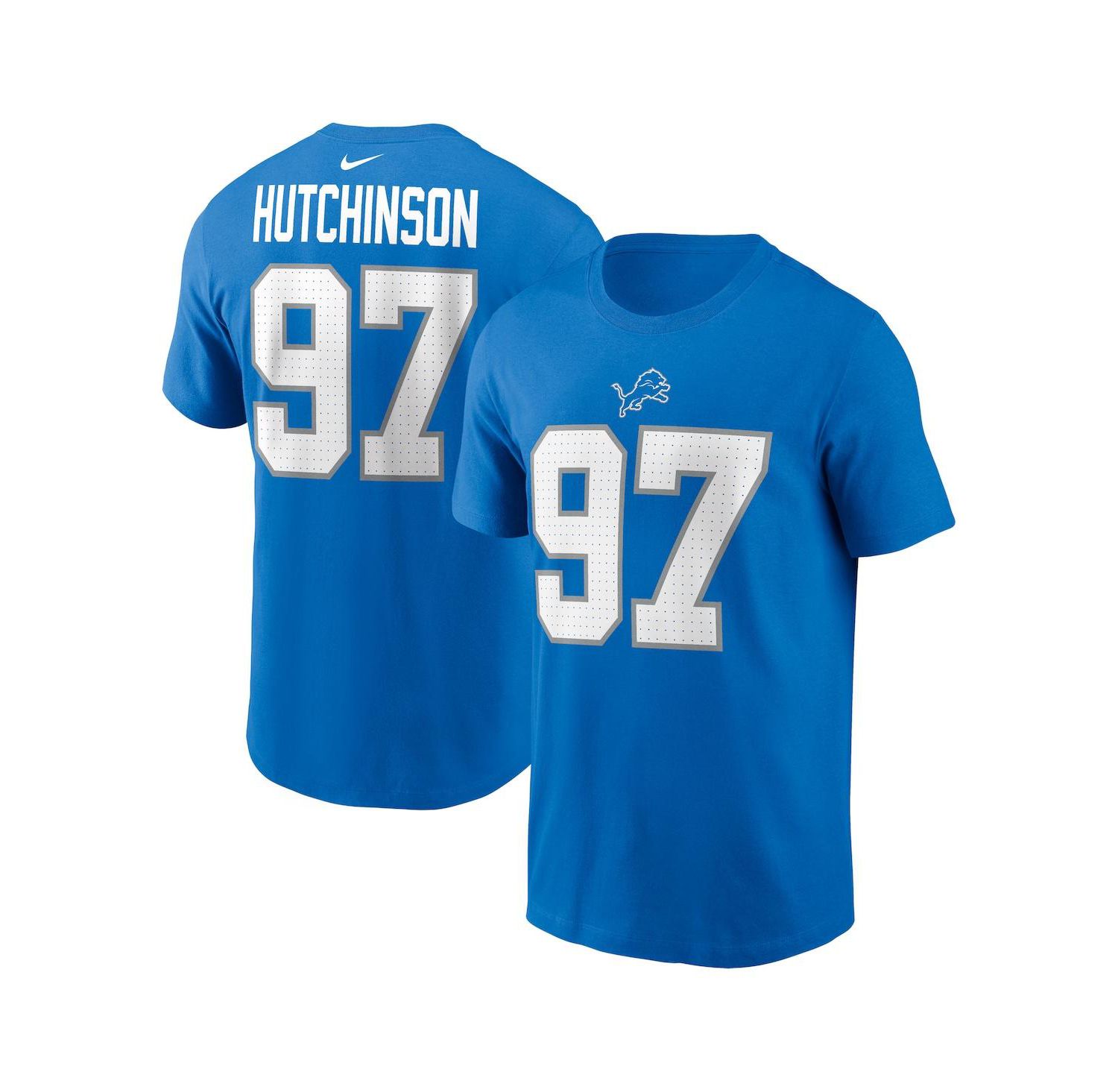 Nike Men's Aidan Hutchinson Blue Detroit Lions Name & Number T-Shirt
