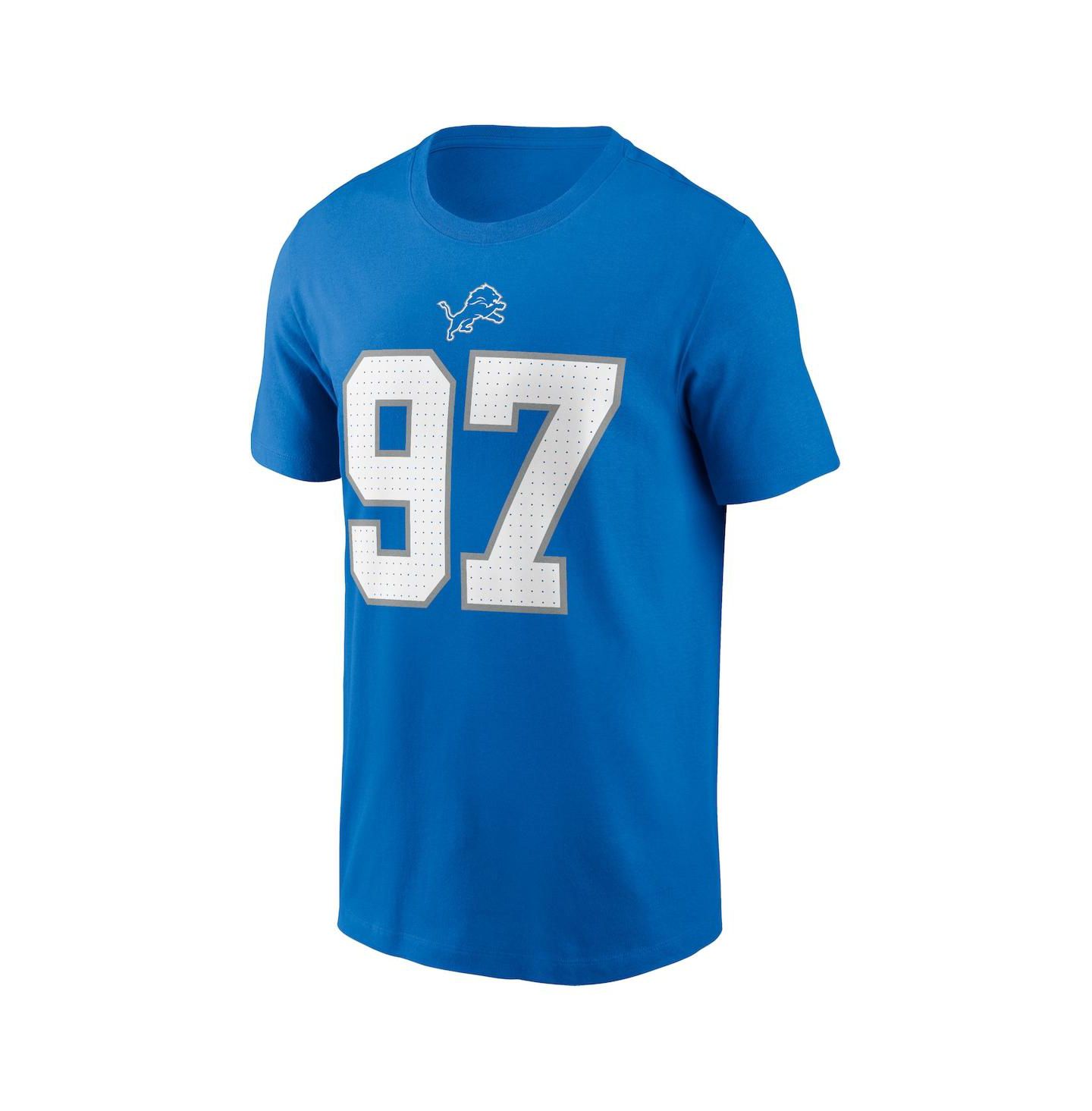Мужская футболка Fanatics Nike Aidan Hutchinson Blue Detroit Lions Name & Number — фото 2
