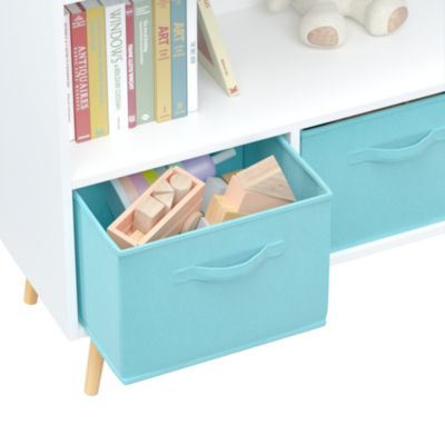 Streamdale Kid's Bookshelf with Cloth Drawers, White MDF and Pine, Safety Buckle