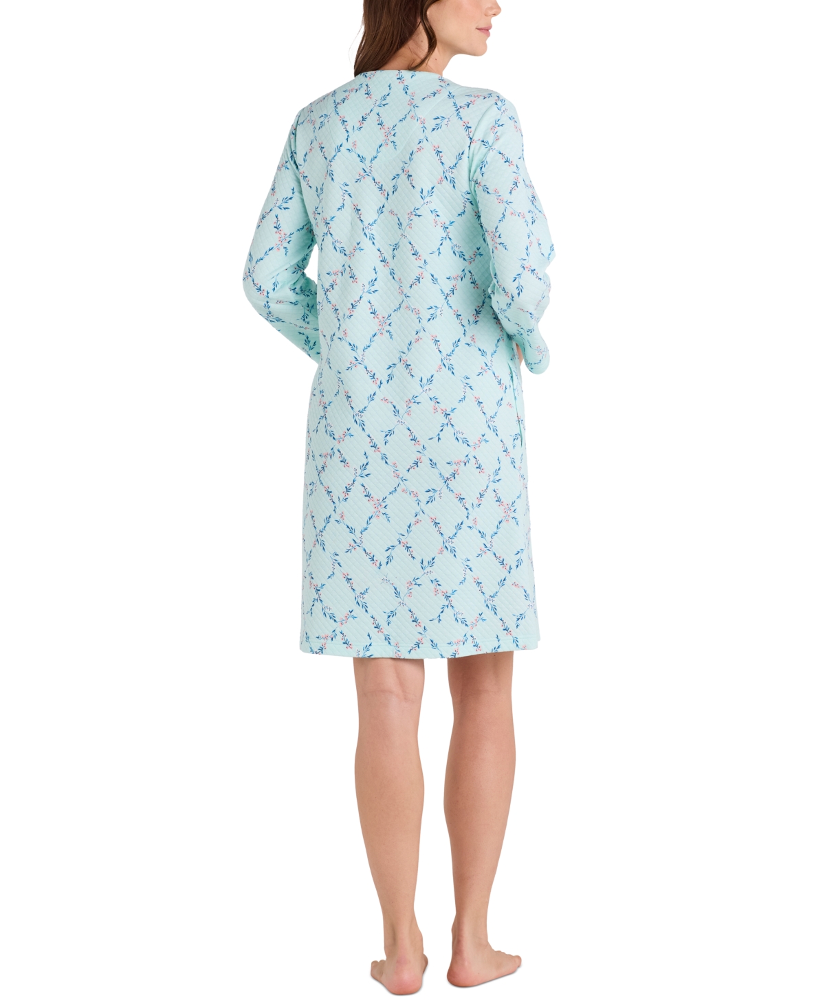 Miss Elaine Women's Quilted Floral Long-Sleeve Robe