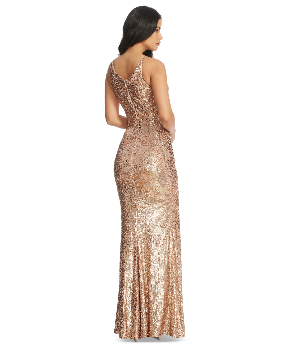 Dress The Population Iris Sequin Gown In Gold Multi