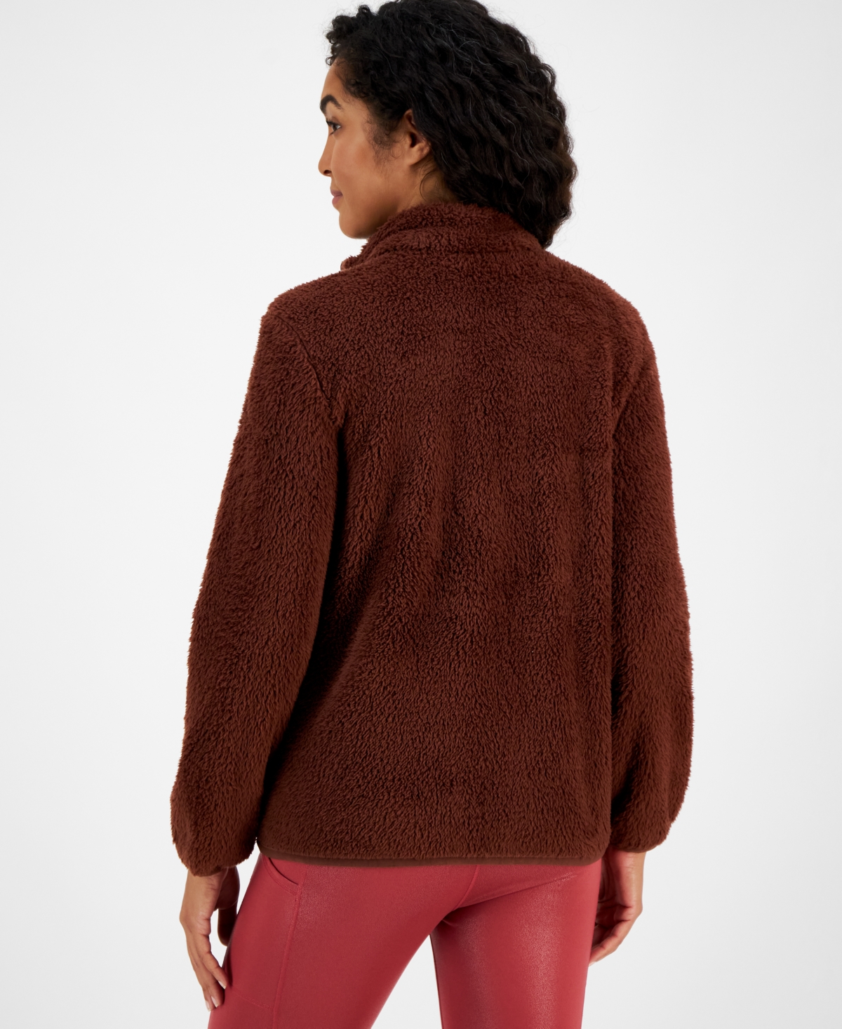 Id Ideology Women's Sherpa Jacket, Created For Macy's In Deep Burgu