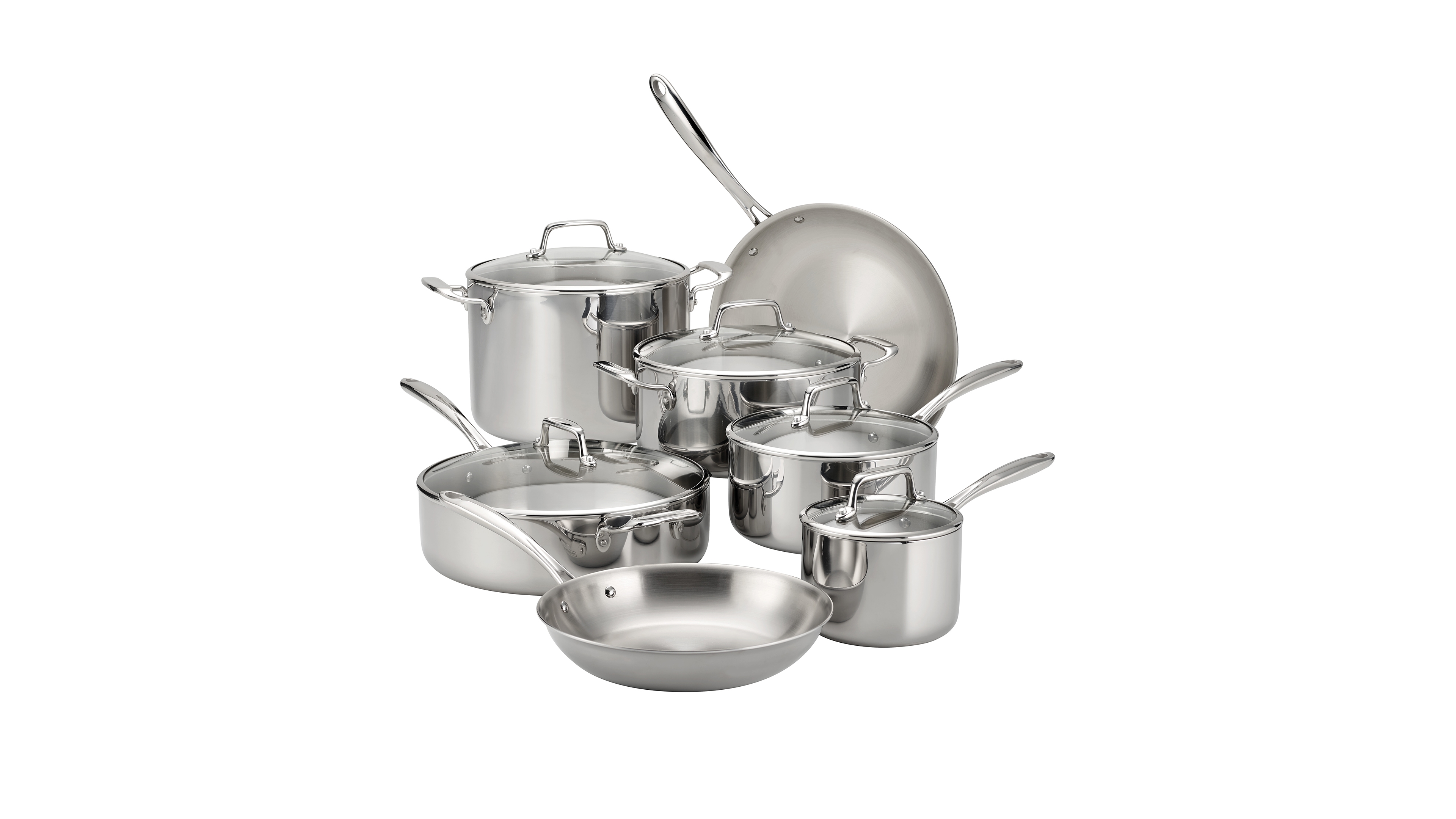 Tramontina TriPly Clad Stainless Steel Glass Lid 12 Pc Cookware Set