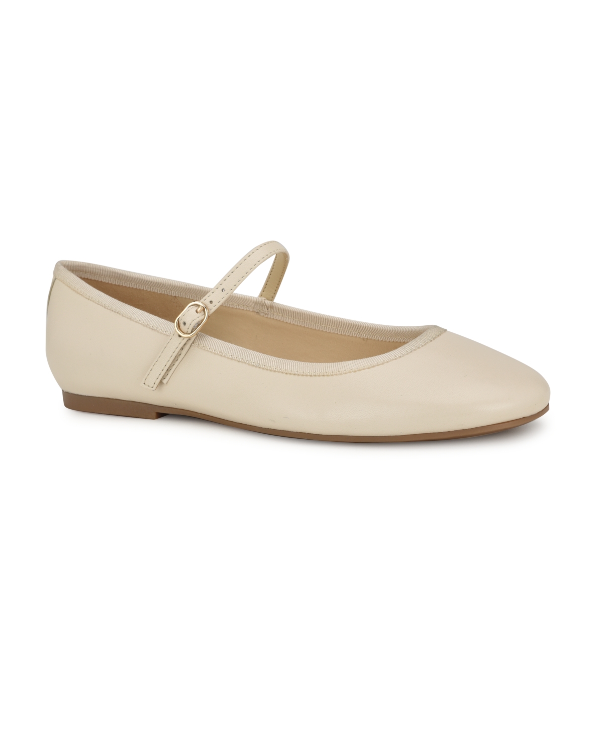 Nine West Ewind Mary Jane Flat In Cream Leather