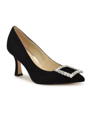 Women's Jaquee Pointy Toe Embellished Dress Pumps