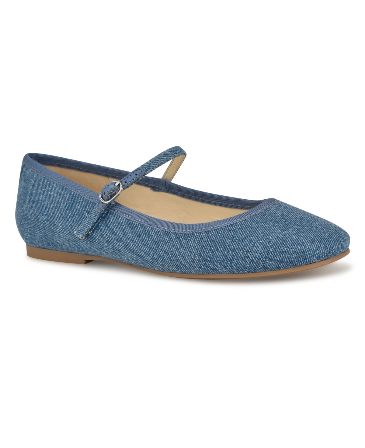 Nine West Classik Mary Jane Flat In Blue Denim