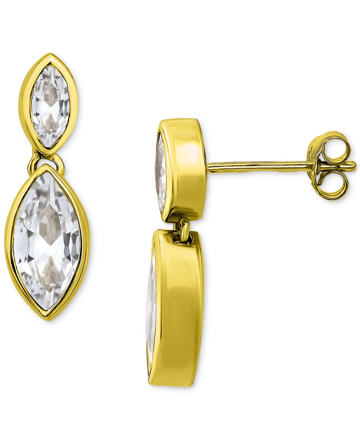 Giani Bernini Cubic Zirconia Marquise Drop Earrings In 18k Gold-plated Sterling Silver, Created For Macy's In Gold