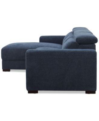 Nevio 3-Pc. Fabric Power Headrest Sectional and Chaise with 1 Power Motion Chair