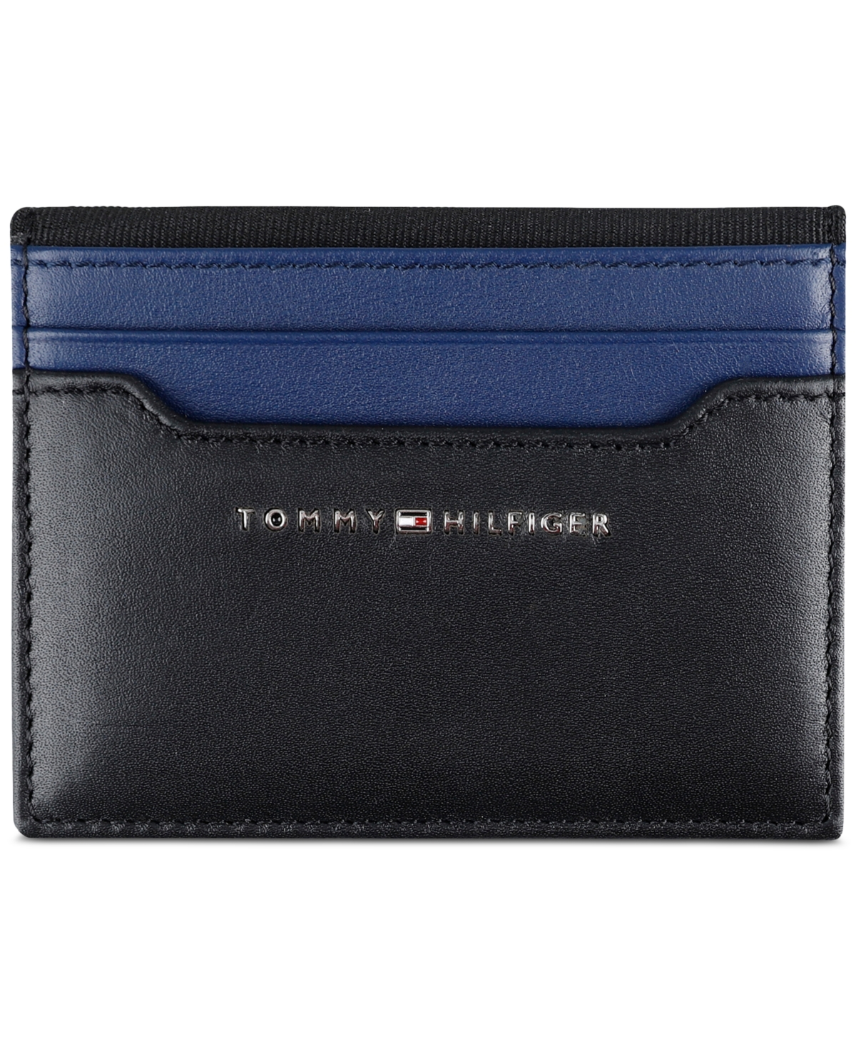Tommy Hilfiger Men's Rfid Magnetic Reversible Card Case Wallet In Blue,black
