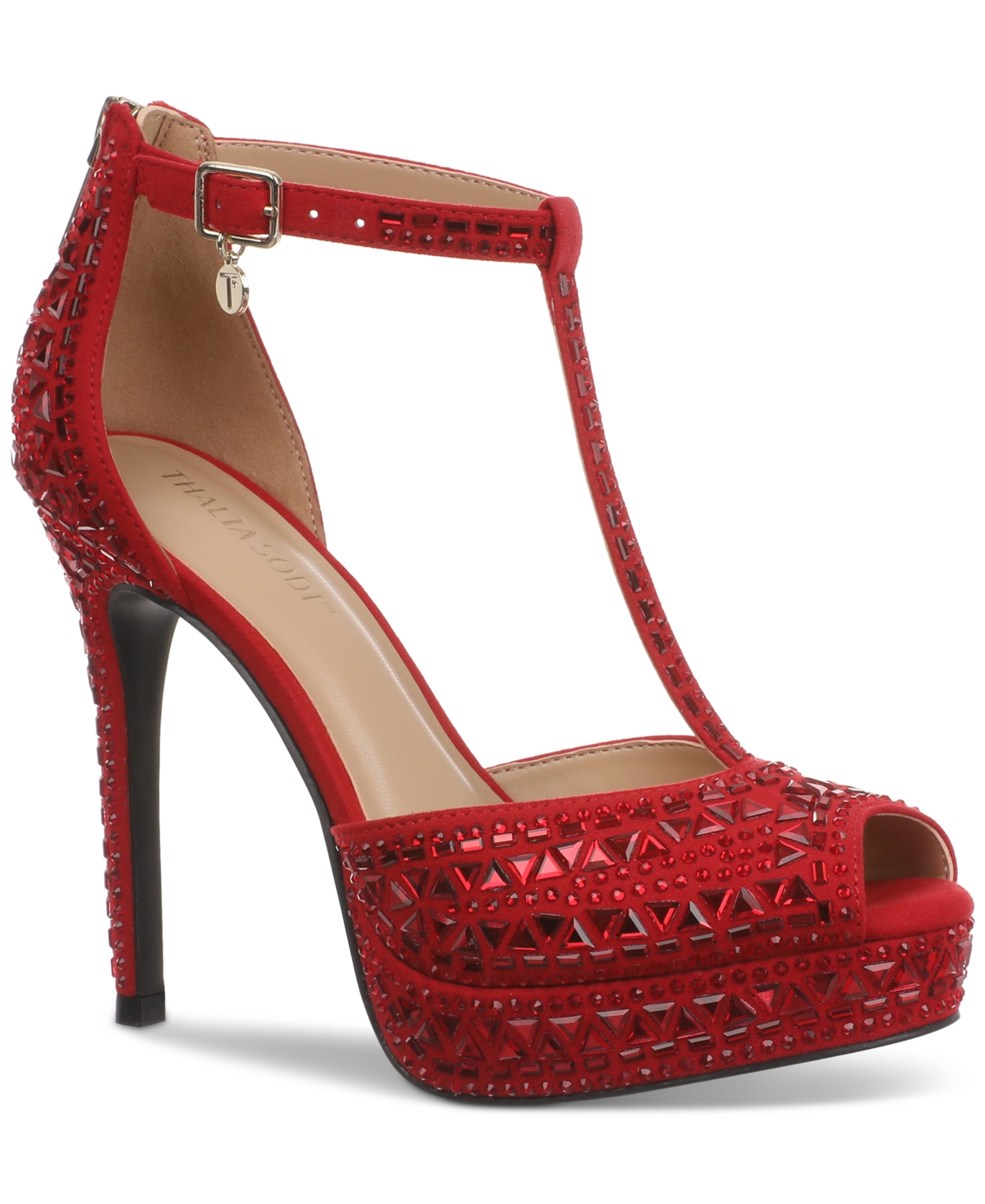 T strap platform pumps clearance