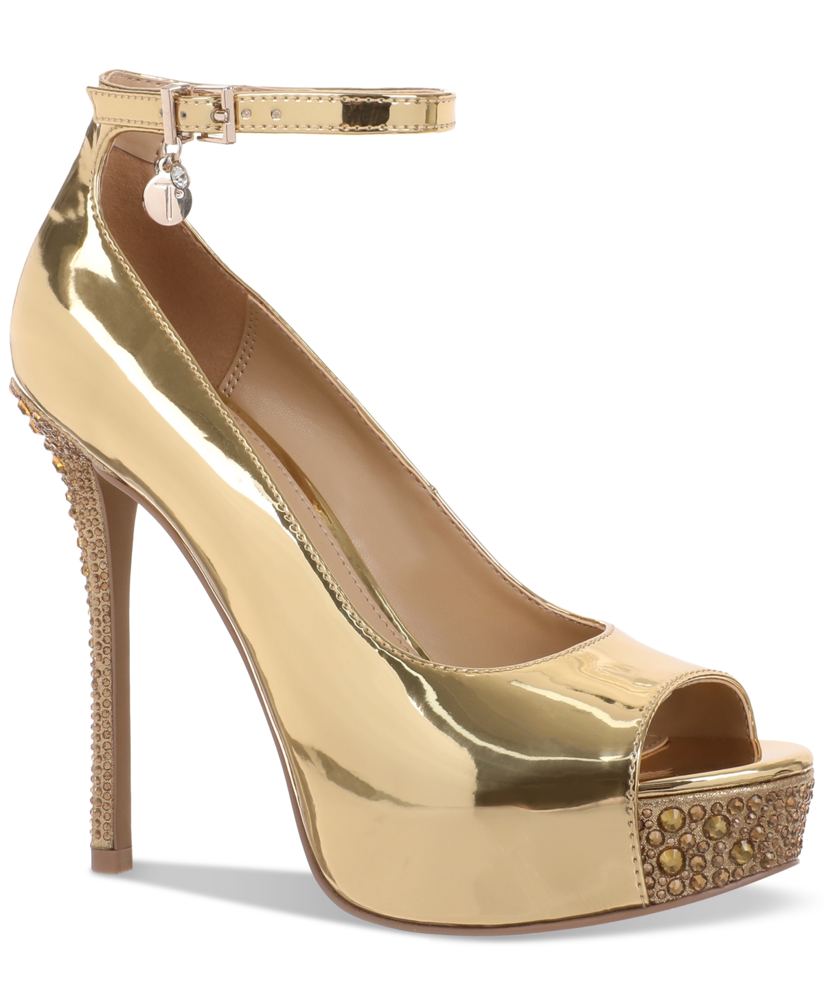 Women's Libbie Embellished Ankle-Strap Platform Dress Pumps - Gold Specc