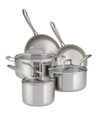 Clad Stainless Steel Glass Lid 8 Pc Cookware Set