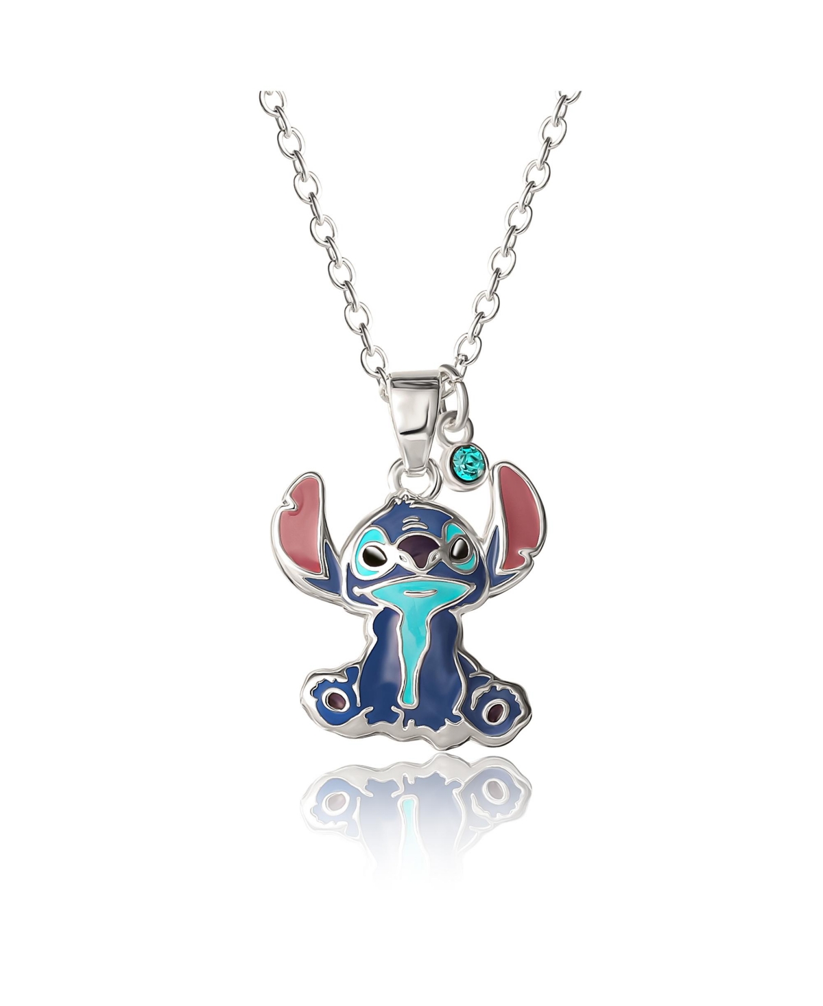 Stitch Silver Plated Enamel & Blue Crystal Sitting Stitch Pendant - Silver tone, blue