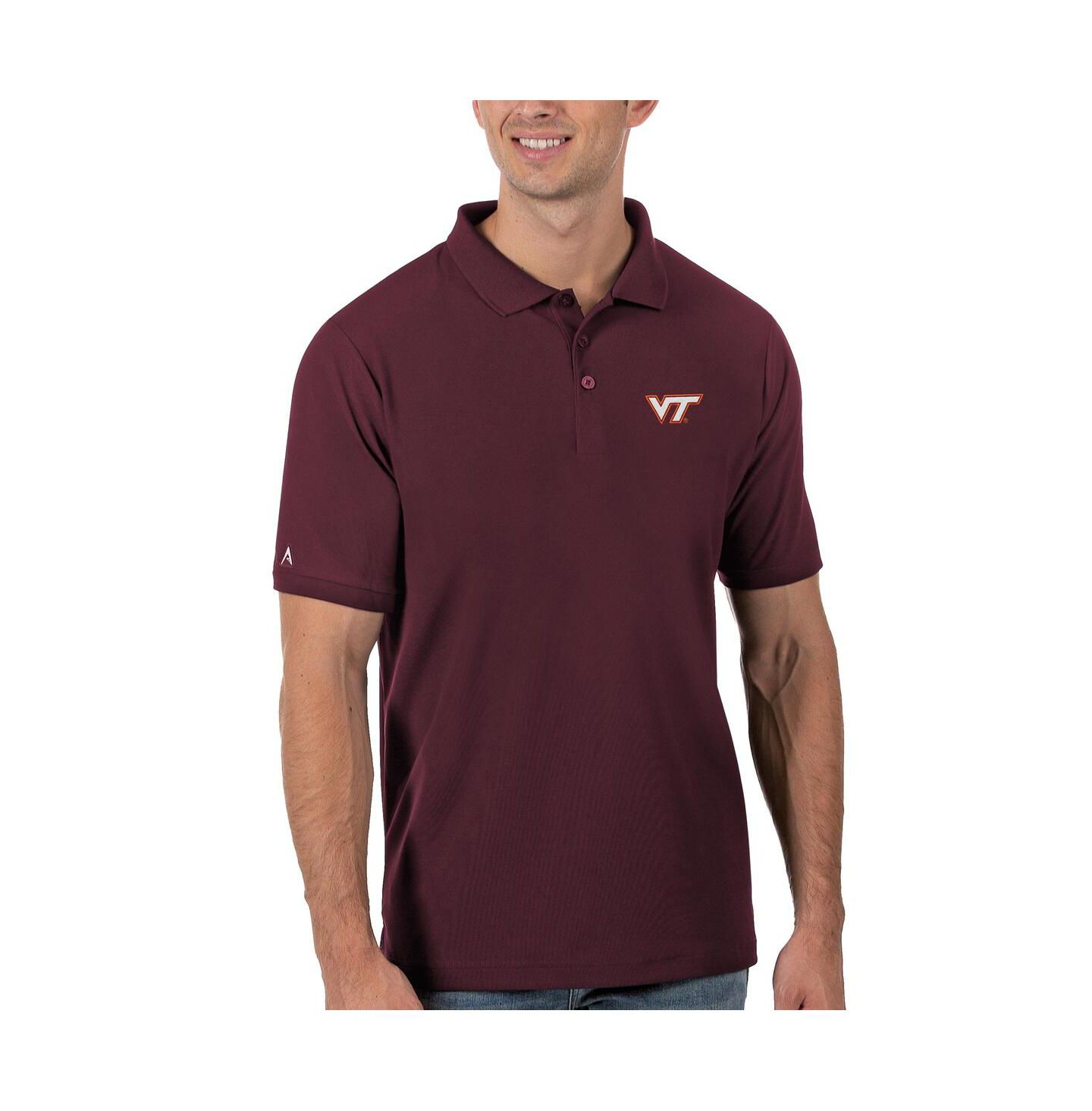 Мужское поло Antigua Maroon Virginia Tech Hokies Team Legacy Pique Polo — фото 1