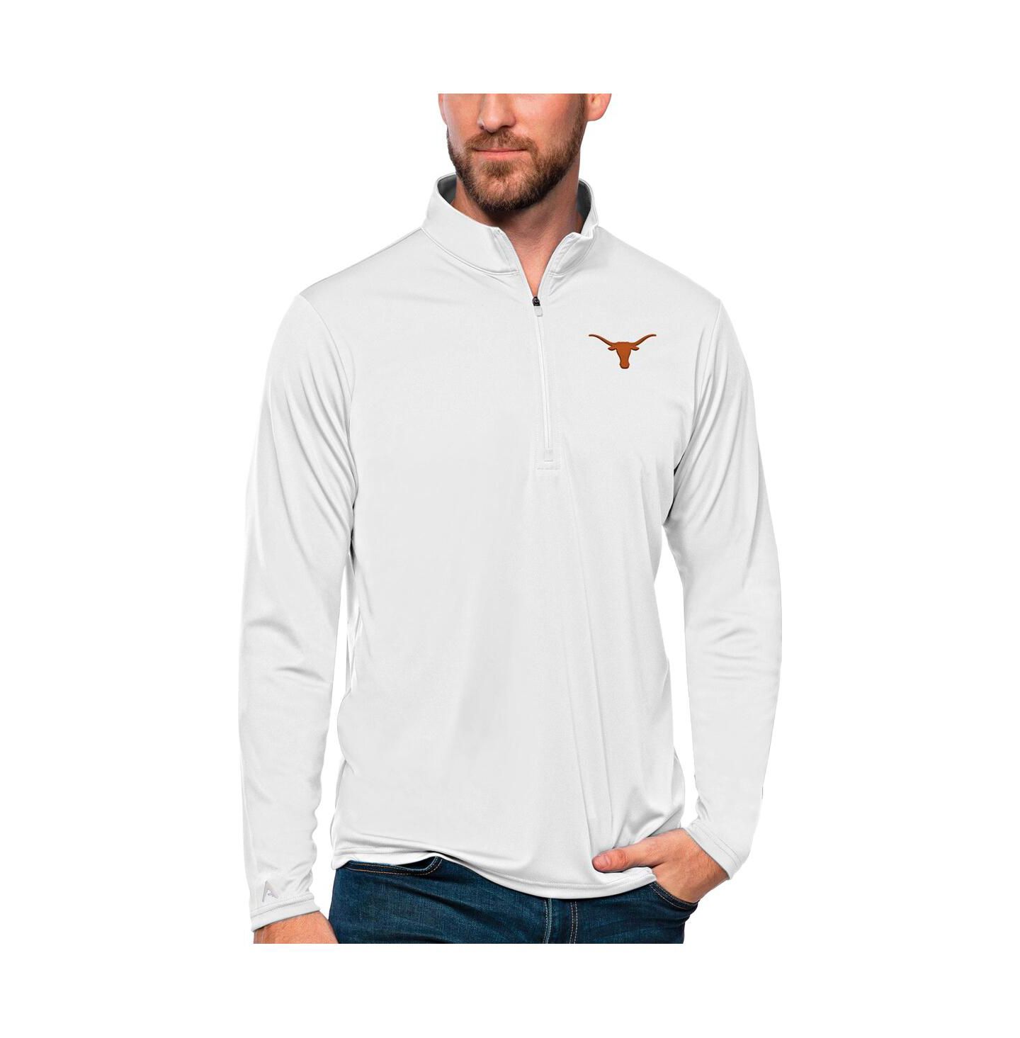 Мужской топ Antigua Texas Longhorns Tribute на молнии до груди, White — фото 1