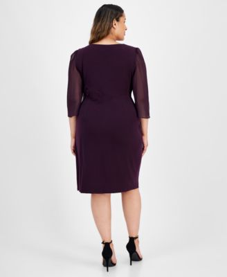 Plus Size Chiffon-Sleeve Sheath Dress